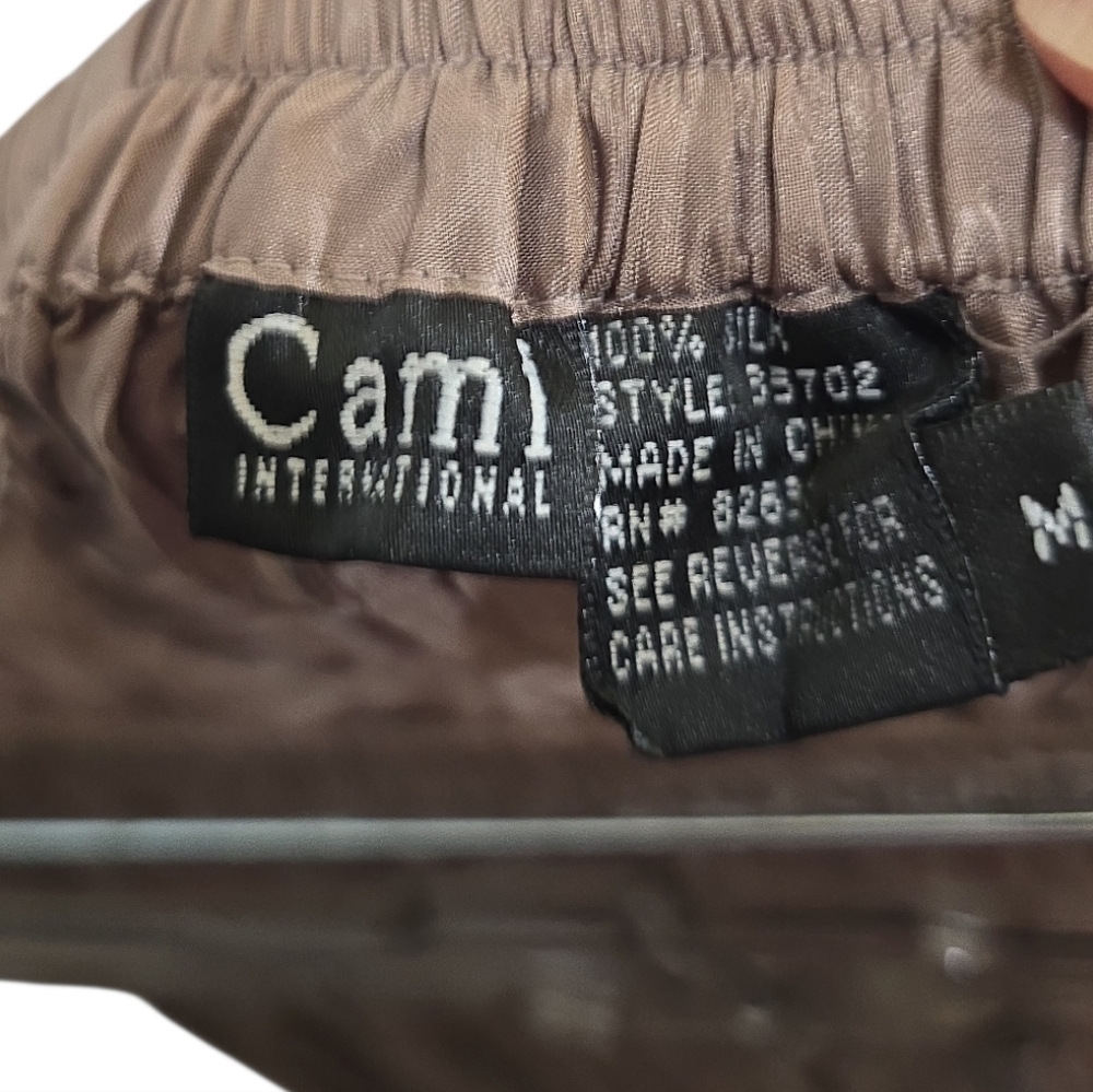 Cami International Silk Crinkled Broom Skirt Medium Maxi Length Taupe Neutral - Picture 4 of 5